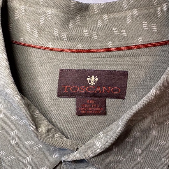 Toscano 100% Silk Shirt Sage Green Button Down Size XXL - Picture 6 of 7